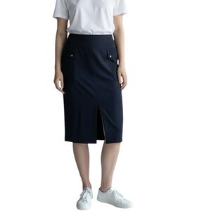 Kit & Ace front slit stretch midi skirt with side pockets excellent condition